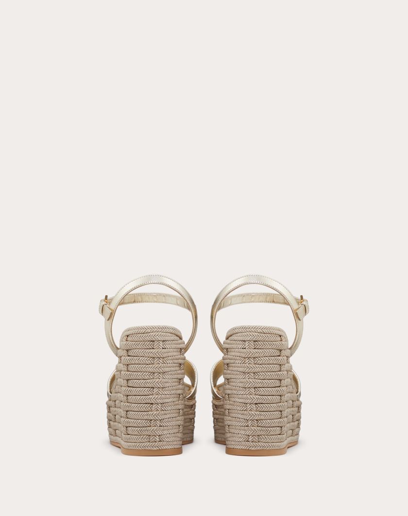 VLOGO CUT-OUT WEDGE SANDAL IN LAMINATED NAPPA LEATHER 110MM - Image 5